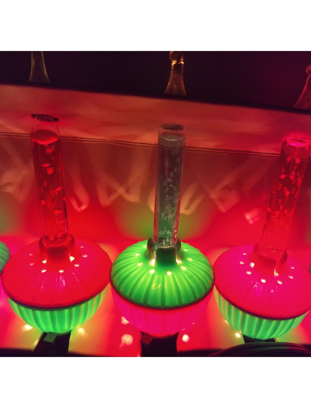 Vintage GEM 7 Light Bubble Set Christmas Holidays Red Green READ AS IS